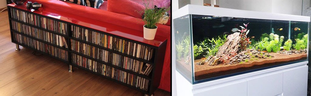 Étagère en Verre sur Mesure : maximiser l’espace avec panache ! 1 commode en verre laqué sur mesure et aquarium en verre securit